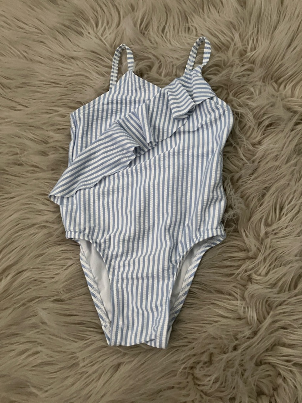 OLD NAVY girls' blue and white striped one-piece swimsuit | 3T